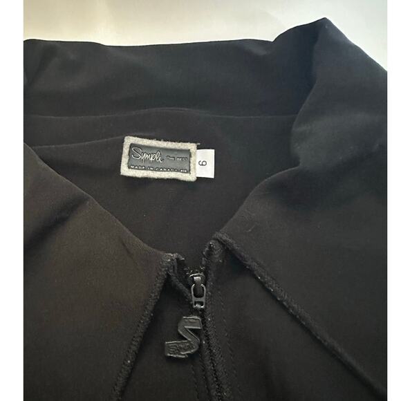 Sympli Black Full Zip Seamed Jacket Sz 6 Swing Asymmetric Hem Jersey Canada - Picture 4 of 13